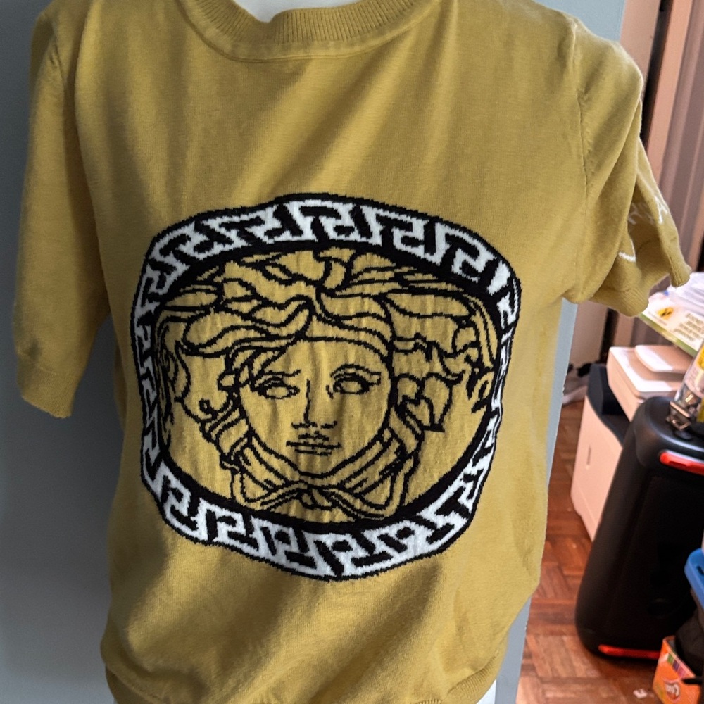Versace Mustard Yellow Logo Tee